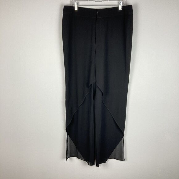 Max Nugus Haute Couture Pants Black Crepe Wraparound Wrap Leg Semi Sheer L XL - Picture 1 of 12